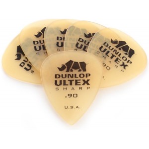 6 pack Jim Dunlop 433 Sharp Ultex 0.90mm Picks