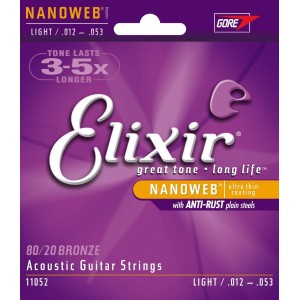 Elixir nanoweb coated Acoustic strings. Light .012 - .053