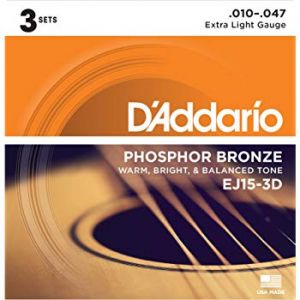 D'Addario Phosphor Bronze 10-47 Acoustic Guitar Strings 3 Pack
