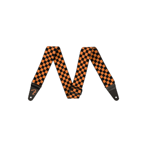 Fender Weightless Checker Strap, Orange/Black, 2"